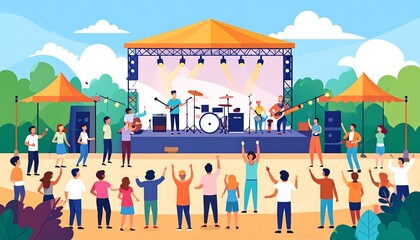 Outdoor Concert with Park Stage, and Music Festival.