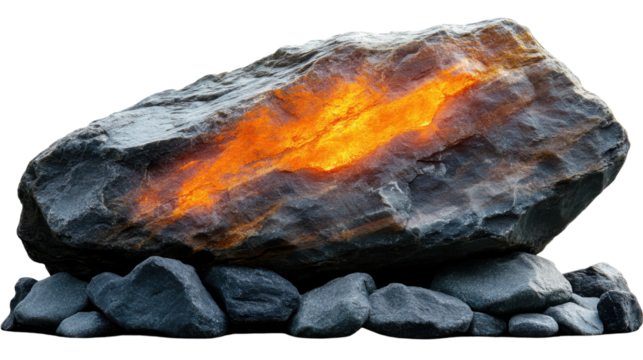 Stone isolated on transparent background, perfect for graphic design, natural texture, minimalistic element, raw material, construction concept, rock detail, earthy tone, clean cutout, realistic stone