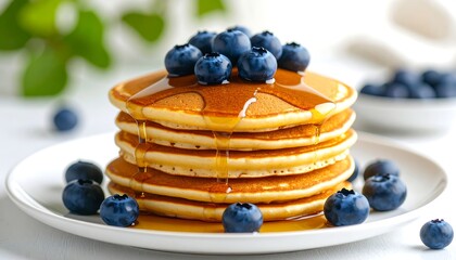 Pancakes with Blueberries and Syrup.