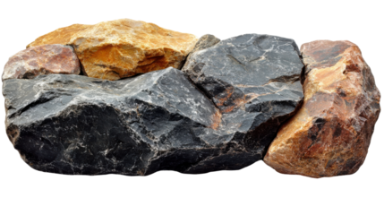 Raw mineral stone rock material isolated on white background, showcasing natural unpolished texture, rough surface, and earthy tones, ideal for geology, natural science, mining, and educational concep