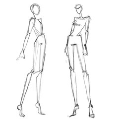 Fashion templates. Croquis. Pattern for drawing.A figure of a woman on a white background.	