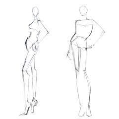 Fashion templates. Croquis. Pattern for drawing.A figure of a woman on a white background.	
