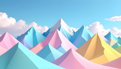 Pastel Mountains with Sunny Sky.
