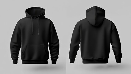 Black hoodie mockup, front and back views (4)