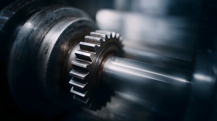Fototapeta premium Rotating industrial gears in motion blur