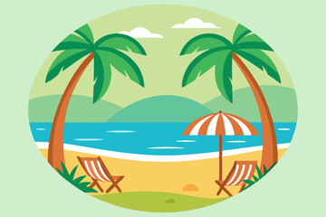 tropical beach with palm trees