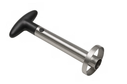 Apple corer removing core on transparent background