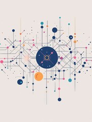 Obraz premium Abstract vector illustration of artificial intelligence and global network connections.