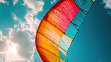Obraz premium Colorful kite sail against a vibrant sky.