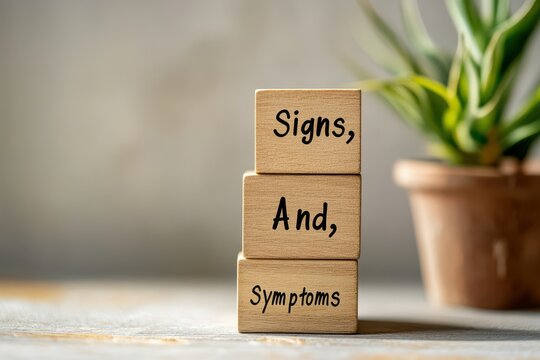 Wooden blocks stacked showing signs and symptoms