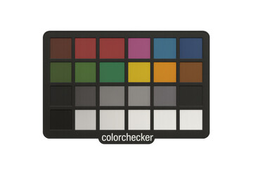 Color checker chart displaying various colors on transparent background