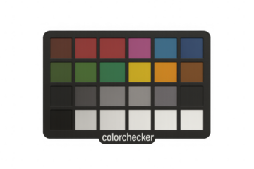 Color checker chart displaying various colors on transparent background
