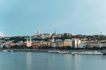 Beautiful view of Budapest's waterfront, the city embankment on the Danube River
