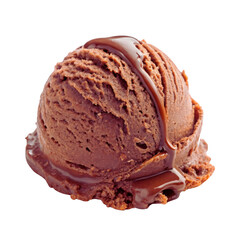 Rich Chocolate Ice Cream Scoop with Drizzle - PNG