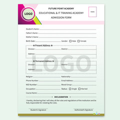 Registration form, Admission form, College form, Form design,