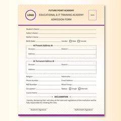 Registration form, Admission form, College form, Form design,