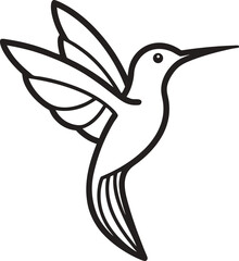 hummingbird outline icon on transparent background