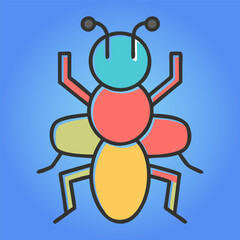 Detailed Ant Crawling on Flower Black and White Outline Line Art Drawing Engraved Style of an ant, ideal for educational materials, nature-themed projects, insect studies, and children's books.