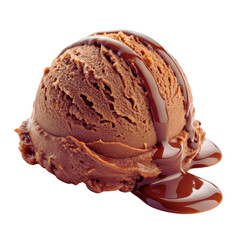 Rich Chocolate Ice Cream Scoop with Drizzle - PNG