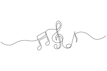 Obraz premium Continuous One Line Music Note Icon Minimalist Vector Illustration