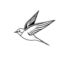 Obraz premium Emblem of Flight: A minimalist outline of a swift bird in mid-flight, embodying freedom and grace, with bold lines and elegant simplicity.
