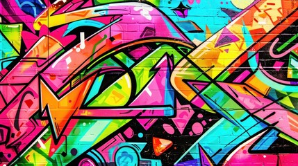 Urban Canvas: Abstract Graffiti Art with Vibrant Colors and Geometric Patterns