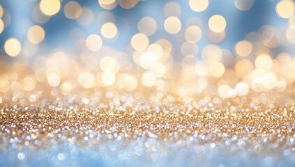 Blurred gold and blue glitter lights