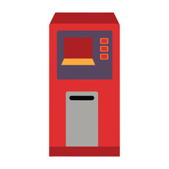 Simple red atm machine isolated on white background vector illustration
