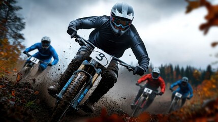 A man in a black helmet and a number 9 jersey is riding a dirt bike in a race