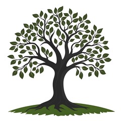 Obraz premium A beautiful illustration of a mature green tree with intricate leaves and a high resolution photo.