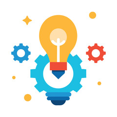 Creative thinking innovation idea with light bulb and gears concept design