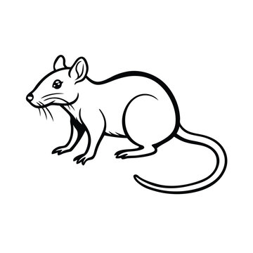 black and white rat standing clip art preview