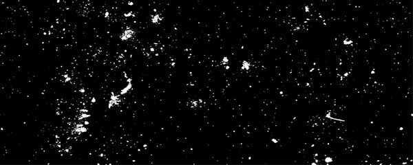 Rusted white effect. Grunge design elements. White dust and scratches on black background.