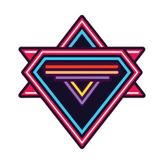 Abstract retro graphic design colorful star geometric shape badge illustration