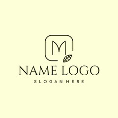 Elegant M Lettermark Logo with Leaf