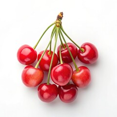 Bunch of Fresh Red Cherries with Stems