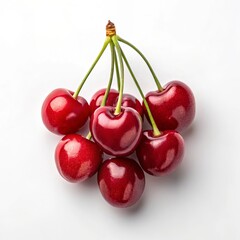 Bunch of Fresh Red Cherries with Stems
