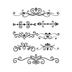 Hand drawn text dividers and graphic elements. Vector floral designs. Vintage ornament divider set.Hand drawn border collection for invitation,poster,banner.Retro decoration vector collection
