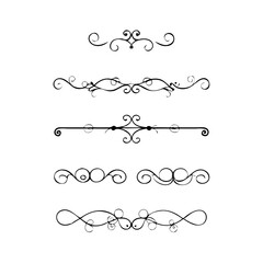 Obraz premium Hand drawn text dividers and graphic elements. Vector floral designs. Vintage ornament divider set.Hand drawn border collection for invitation,poster,banner.Retro decoration vector collection 
