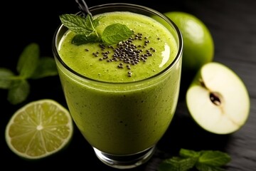 Green smoothie with apple and lime
