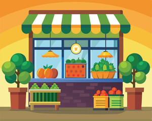 Vibrant Fruit Shop Illustration. Fresh Produce and Healthy Eating