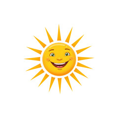 Fototapeta premium Smiling sun with yellow rays and a joyful expression in a sunny weather design