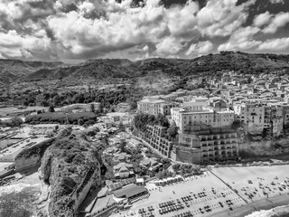 Panoramic aerial view of Tropea in summer season, Calabria - Italy