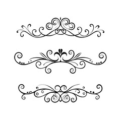 Hand drawn text dividers and graphic elements. Vector floral designs. Vintage ornament divider set.Hand drawn border collection for invitation,poster,banner.Retro decoration vector collection

