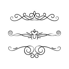 Hand drawn text dividers and graphic elements. Vector floral designs. Vintage ornament divider set.Hand drawn border collection for invitation,poster,banner.Retro decoration vector collection
