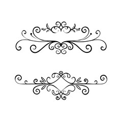 Hand drawn text dividers and graphic elements. Vector floral designs. Vintage ornament divider set.Hand drawn border collection for invitation,poster,banner.Retro decoration vector collection
