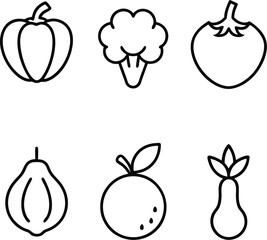 set of fruits and vegetables