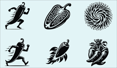 Obraz premium Vibrant Hot Peppers and Vegetables Vector Illustration