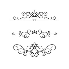 Hand drawn text dividers and graphic elements. Vector floral designs. Vintage ornament divider set.Hand drawn border collection for invitation,poster,banner.Retro decoration vector collection
