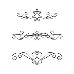 Hand drawn text dividers and graphic elements. Vector floral designs. Vintage ornament divider set.Hand drawn border collection for invitation,poster,banner.Retro decoration vector collection
